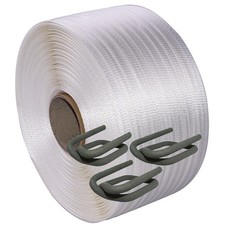 19 mm Textilband Umreifungsband gewebt Umreifungsset, 750 kg, 50 Klammern