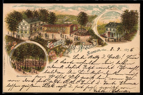 Lithographie barmen gasthaus - lithographie,