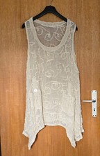 222M) Lagenlook Zipfel Blusentop Tunika  Netz Top  XXL Beige  100 % Cotton