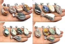 Neu Tigerauge und Weitere Edelstein Handgemacht Designer Versilberter Anhänger