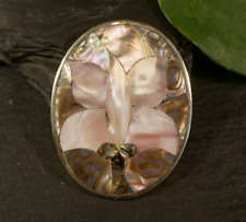 Brosche/Anhänger Modeschmuck Oval Schimmerndes Perlmutt  Mosaik Mexico