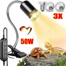 E27 Wärmelampe Schildkröten UVA UVB Terrarium Reptilien Heizlampe mit Klemme 50W