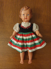 Vintage - Alte Puppe Schildkrötpuppe 36 cm,  blaue Augen 50er Jahre