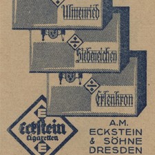 Dresden Zigarettenfabrik Eckstein Ulmenried Cigaretten Tüte Reklame historisch