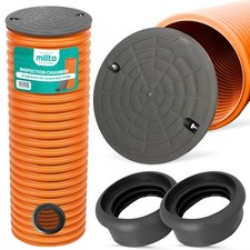 Steighrohr Kanalschacht Revisionsschacht DN315 Deckel Schwarz 2x Dichtung 110 mm