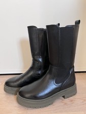 DATWALK Damen Combat Boots Stiefel Chelsea Schwarz grüne Sohle Gr. 38