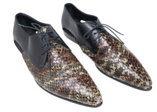 Roberto Cavalli Schuhe Herren (Eu) 43.5 Kleid Spitz Schlangenmuster Offen Seiten