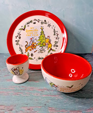 Disney Winnie The Pooh Christmas Set Weihnachten Teller Schüssel Eierbecher