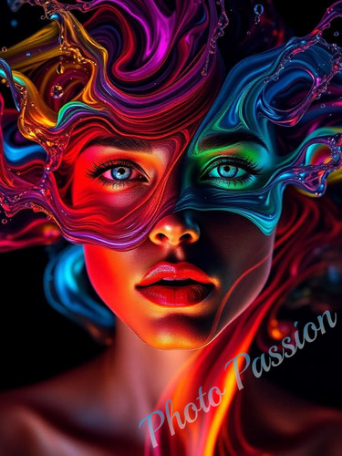 Foto portrait frau neon - foto,