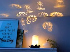 LED-Projektorkerze "Harmony" 6-teilig LED Deko Kerze mit 3 Motivschablonen