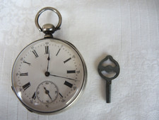 Silber Taschenuhr Schlüsselaufzug CYLINDER 8 Steine gravierte Dampflokomotive