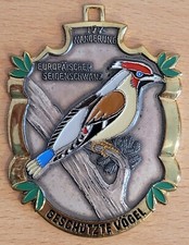 Medaille Metall-Plakette Anhänger Geschützte Vögel Europäischer Seidenschwanz