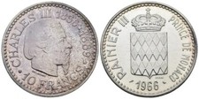 Monaco - 10 Francs 1966 - Essai - Silber 0.900, 25g, ø 37mm