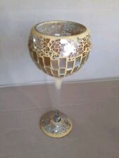 Glas Spiegel Mosaik Kelch Windlicht Deko Kerzenhalter Vase Bruchglas Glaskelch
