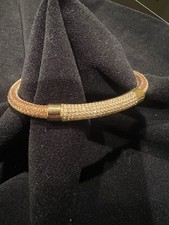 Fossil Armreif rosevergoldeter Edelstahl mit Zirkonia Größe 18cm + Lederarmband