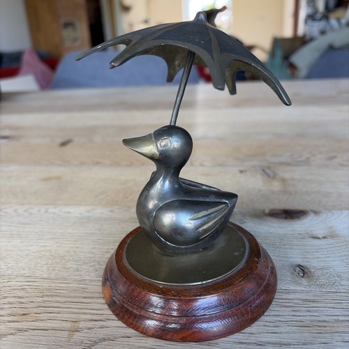 Messing ente mit schirm auf - messing,
