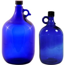 2er Set blaue Glasflasche je