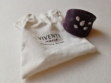 Original VIVENTY Armreif Rochenleder/Rochen-Leder & Zirkonia Lila NEU