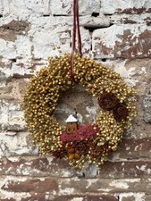 Herbstkranz handgemacht Flachskranz Trockenblumen Winterkranz