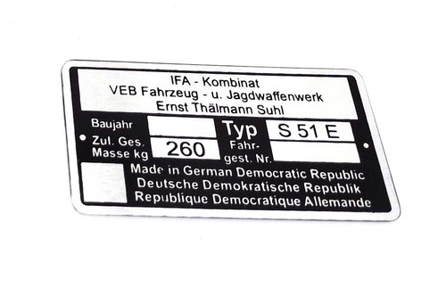 Rahmenplakette typenschild - rahmenplakette,