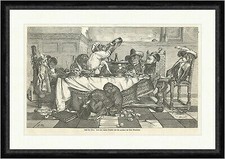 Nach dem Diner Meyerheim Tiere Affen Tafel Stühle Sekt Tisch  Faksimile_E 7448