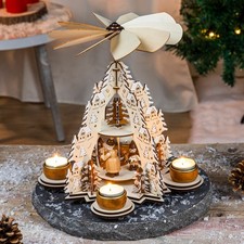 Weihnachtspyramide Holz Teelichter Holzpyramide Weihnachten Krippe Pyramide
