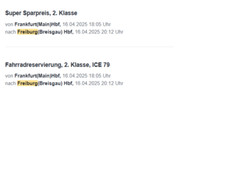 Zugticket Frankfurt-Freiburg