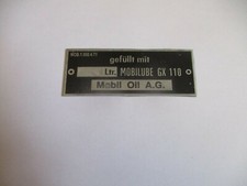 Typenschild Schild Mobilöl Mobilube GX 110 Seilwinde Schlang & Reichart