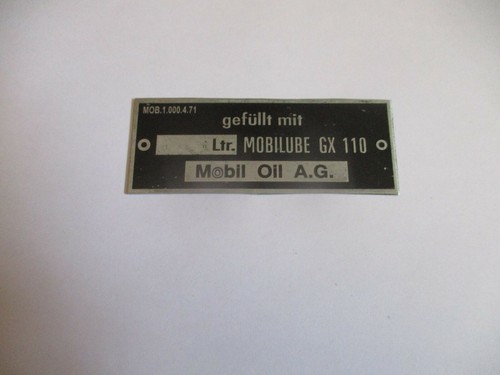 Typenschild schild mobilöl - typenschild,