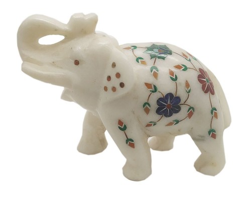Marmor stein elefant statue - marmor, 4"