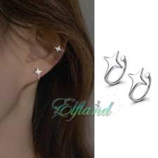 Echt 925 Sterling Silber * Ohrklemme Ohrclip Ear Cuff * Vierzackiger Stern  