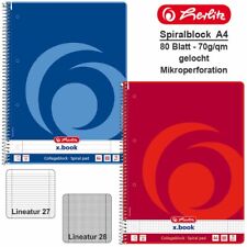 Herlitz Spiralblock A4 80 Blatt Collegeblock kariert 28 liniert 27 Ränder x.book