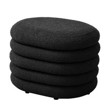 B-Ware SVITA BLOSSOM S Hocker mit Stauraum Sitzhocker Ottomane Boucle Schwarz