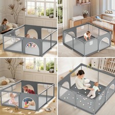 Laufgitter Sicherheitsspielplatz Laufstall Baby Krabbelgitter Absperrgitter Grau