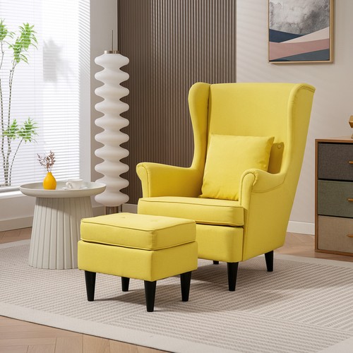 Homcom ohrensessel mit hocker - ohrensessel,