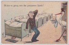 16295 Humor Ak Klapperstorch "Oh, lass es genug sein des grausamen Spiels!"