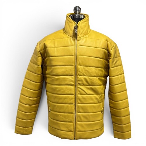 Gelbe leder gefütterte jacke - gelbe,