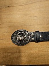 LEDER GÜRTEL BUCKLES Wildschwein Schwarz