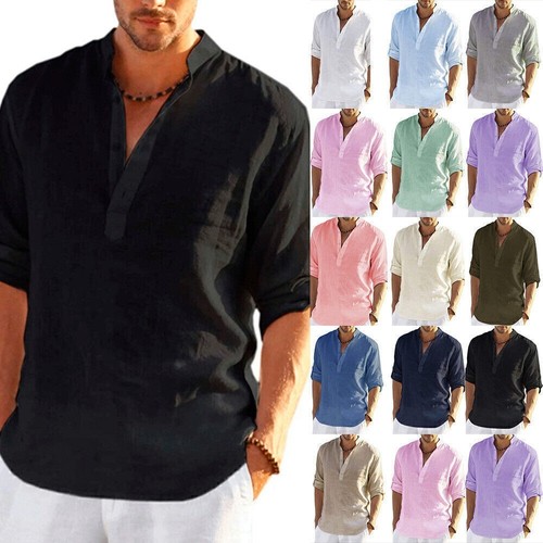 Herren leinen optik bluse - herren,