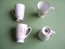 4x kleine Mini Tassen Porzellan Espressotassen Mokkatassen Rosenmotiv Goldrand T