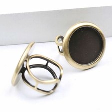 2 Ringe 20 mm Edelstahl gespaltene Ringschiene antik verstellbar Fassung Rohling