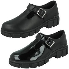 Mädchen Clarks Evyn Bar K Chunky Sole T-Bar Schulschuhe