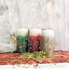 Stumpenkerzen Sterne Glitzer