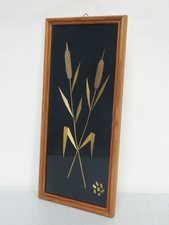 altes Strohbild DDR Schilf Gras alter Bilderrahmen ca. 32,6 x 15,2 x 1,2cm