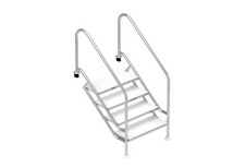 Schwimmbadtreppe 6 stufig V4A Edelstahl lange & breite Bauweise Pooltreppe