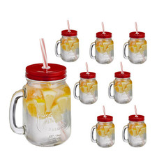 Trinkgläser mit deckel Limonadengläser Sommerbecher rot 500 ml 8 Stück 320 g