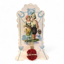 Antike Kulissenkarte Glückwunschkarte aus Pappe Papier um 1900 3D Karte