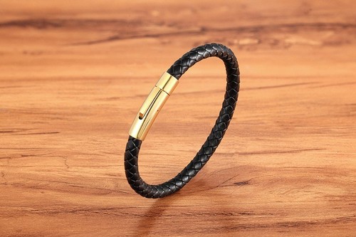 Echtleder armband titanstahl - echtleder,