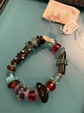 ORNA LALO - Armband - Resin - Rot Türkis Gold Braun - Elastisch - Handmade - Neu