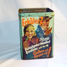 Antike Blechdose Dose Blech HENZE BONBONS HUSTEN BONBON (852) Sammlerstück